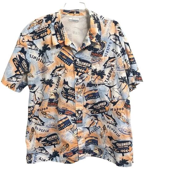 Columbia Other - Columbia Mens Size XL Printed Fishing Button Down Shirt Ventilated Lightweight